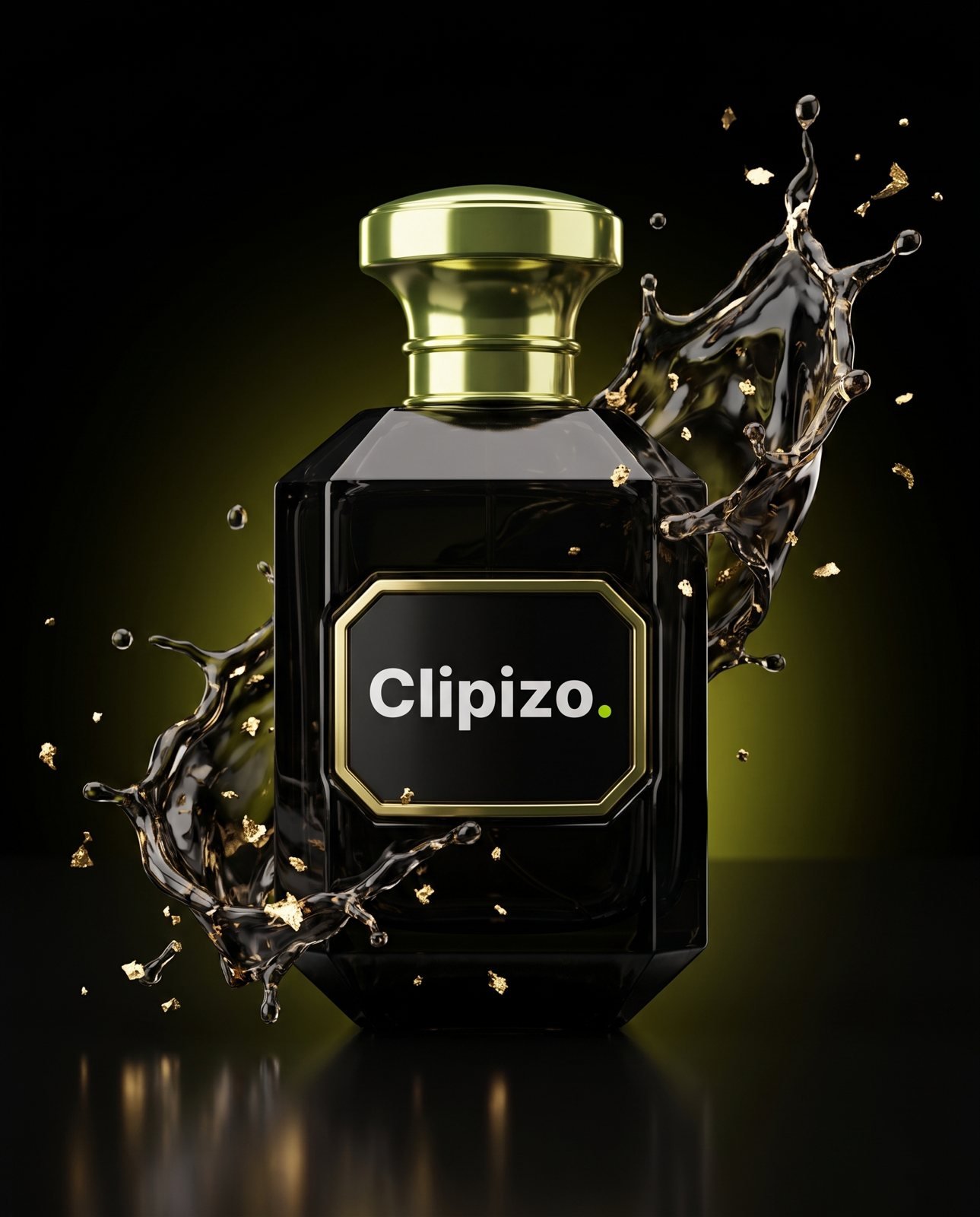 Liquid Noir by Clipizo Fragrances, black glass bottle with the Clipizo. logo