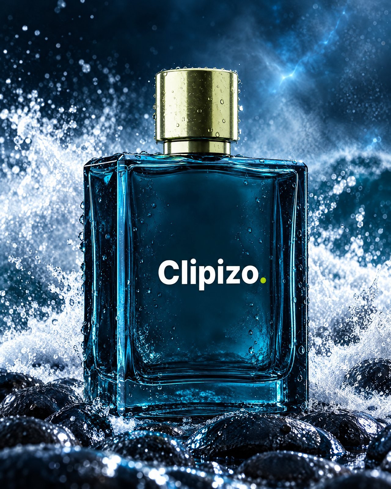 Ocean Static by Clipizo Fragrances, black glass bottle with the Clipizo. logo