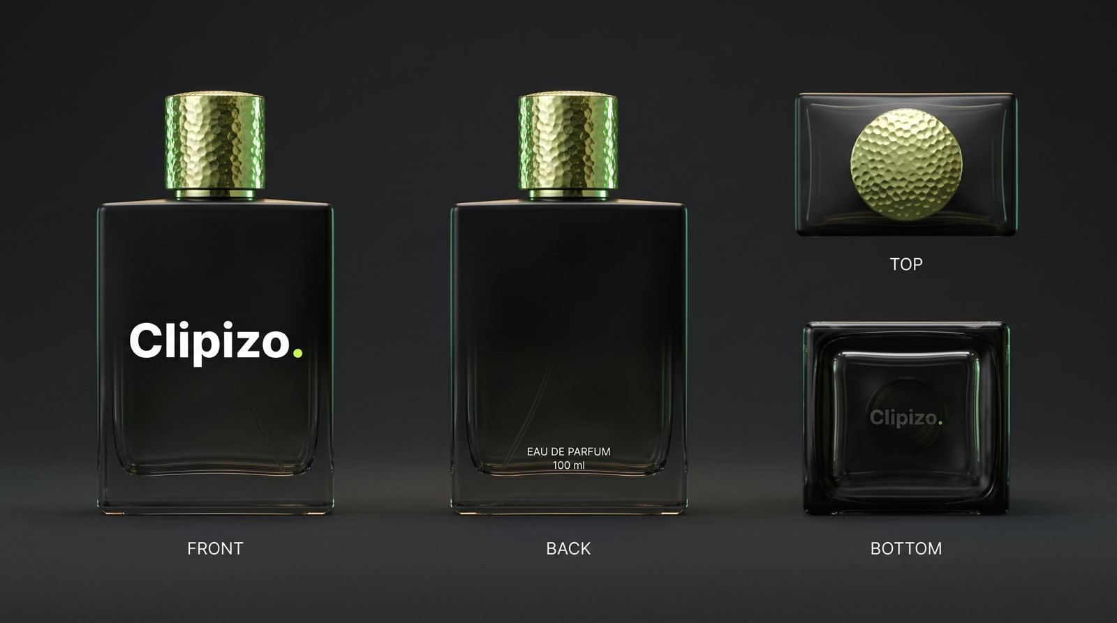 Discovery Set by Clipizo Fragrances, black glass bottle with the Clipizo. logo