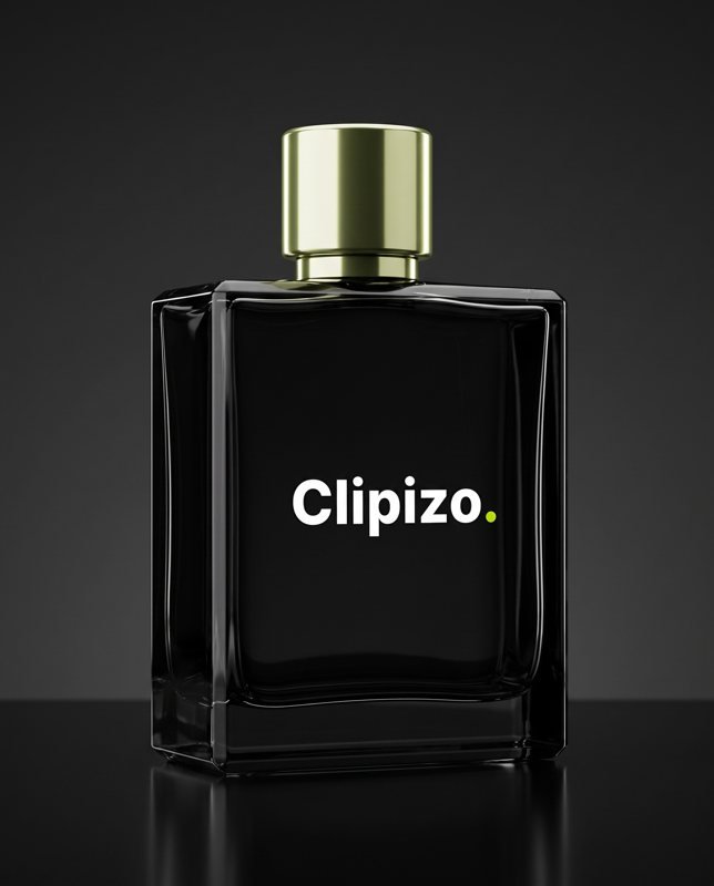 Noir Signature by Clipizo Fragrances, black glass bottle with the Clipizo. logo